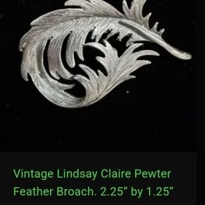 Silver-Tone Feather Brooch